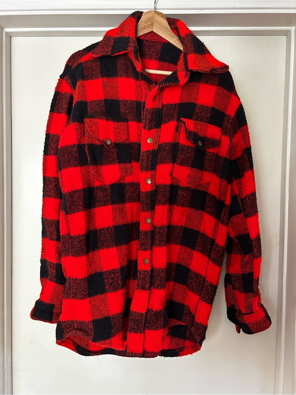 Red and Black Buffalo Plaid Button-Up Shacket